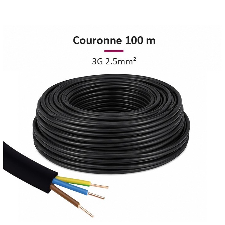 Câble rigide 3G2,5 mm² — couronne de 100 m